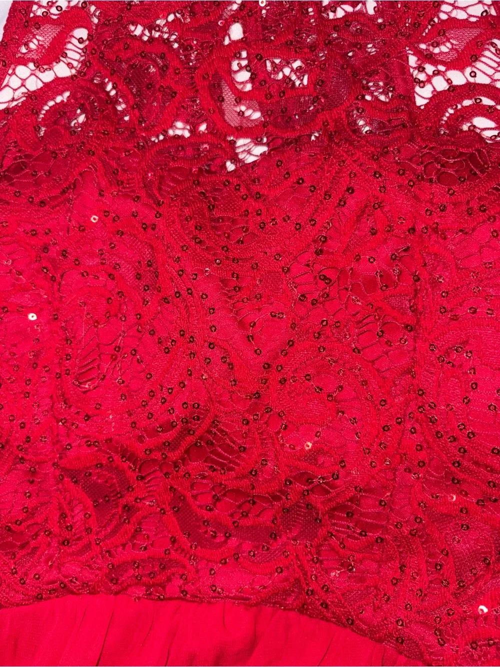 Red Lace Maxi Dress| Formal Evening Dress | Red Chiffon